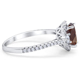 Art Deco Oval Natural Stone Halo Ring