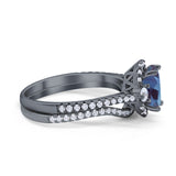 Two Piece Oval Natural Stone Bridal Ring