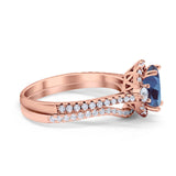 Two Piece Oval Natural Stone Bridal Ring