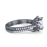 Two Piece Oval Natural Stone Bridal Ring