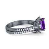 Two Piece Oval Natural Stone Bridal Ring
