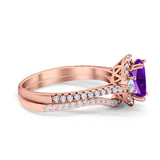 Two Piece Oval Natural Stone Bridal Ring