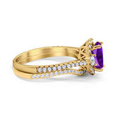 Two Piece Oval Natural Stone Bridal Ring