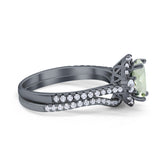 Two Piece Oval Natural Stone Bridal Ring