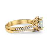 Two Piece Oval Natural Stone Bridal Ring