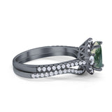 Two Piece Oval Natural Stone Bridal Ring