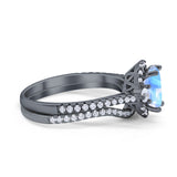 Two Piece Oval Natural Stone Bridal Ring