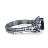 Two Piece Oval Natural Stone Bridal Ring