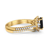 Two Piece Oval Natural Stone Bridal Ring