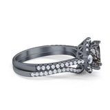Two Piece Oval Natural Stone Bridal Ring