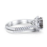 Two Piece Oval Natural Stone Bridal Ring