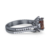 Two Piece Oval Natural Stone Bridal Ring