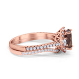Two Piece Oval Natural Stone Bridal Ring