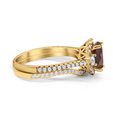 Two Piece Oval Natural Stone Bridal Ring
