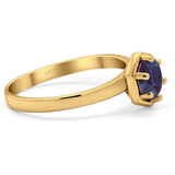 Minimalist Round Natural Stone Solitaire Ring