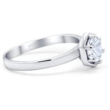Minimalist Round Natural Stone Solitaire Ring