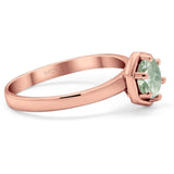 Minimalist Round Natural Stone Solitaire Ring