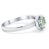 Minimalist Round Natural Stone Solitaire Ring