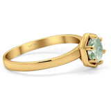 Minimalist Round Natural Stone Solitaire Ring