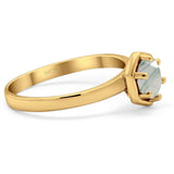 Minimalist Round Natural Stone Solitaire Ring