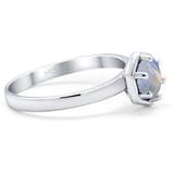 Minimalist Round Natural Stone Solitaire Ring
