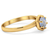 Minimalist Round Natural Stone Solitaire Ring