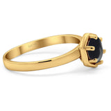 Minimalist Round Natural Stone Solitaire Ring