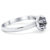 Minimalist Round Natural Stone Solitaire Ring