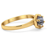 Minimalist Round Natural Stone Solitaire Ring