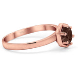 Minimalist Round Natural Stone Solitaire Ring