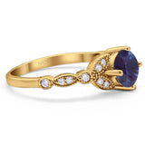 Art Deco Round Natural Stone Leaf Style Ring