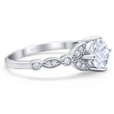 Art Deco Round Natural Stone Leaf Style Ring