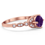 Art Deco Round Natural Stone Leaf Style Ring