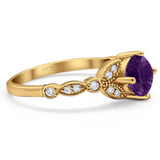 Art Deco Round Natural Stone Leaf Style Ring