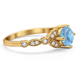 Art Deco Round Natural Stone Leaf Style Ring