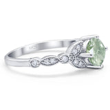 Art Deco Round Natural Stone Leaf Style Ring