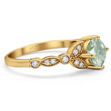 Art Deco Round Natural Stone Leaf Style Ring