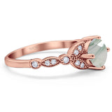 Art Deco Round Natural Stone Leaf Style Ring