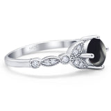 Art Deco Round Natural Stone Leaf Style Ring