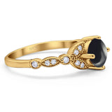 Art Deco Round Natural Stone Leaf Style Ring