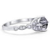 Art Deco Round Natural Stone Leaf Style Ring