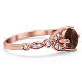 Art Deco Round Natural Stone Leaf Style Ring