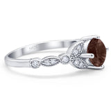 Art Deco Round Natural Stone Leaf Style Ring