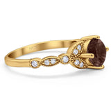 Art Deco Round Natural Stone Leaf Style Ring