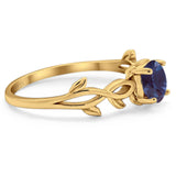 Minimalist Round Natural Stone Solitaire Ring