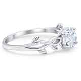 Minimalist Round Natural Stone Solitaire Ring