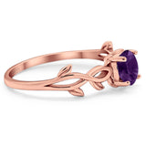 Minimalist Round Natural Stone Solitaire Ring