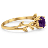 Minimalist Round Natural Stone Solitaire Ring