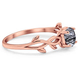 Minimalist Round Natural Stone Solitaire Ring