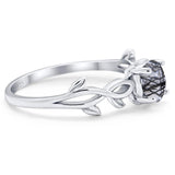 Minimalist Round Natural Stone Solitaire Ring